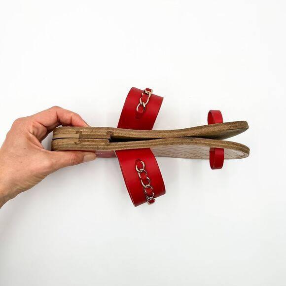 Chanel CC Logo Sandals Chain Leather Flats Size Eu 38.5C, US 7.5-8 - Picture 7 of 14